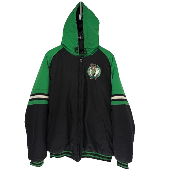 NBA Other - Vintage 90s Embroidered Boston Celtics Hooded Puffer Winter Coat Jacket Men L